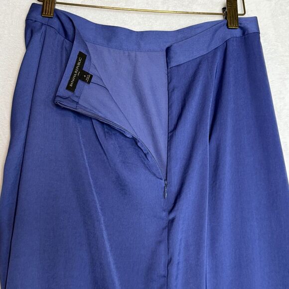 Banana Republic Shirred Waist Slit Midi Skirt Granite Blue Size 4 Slip Skirt - Picture 8 of 15